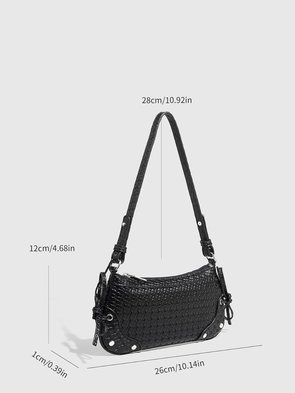 Verdusa Women's Vintage Woven PU Leather Handbags Top Handle Studded Underarm Shoulder Bag