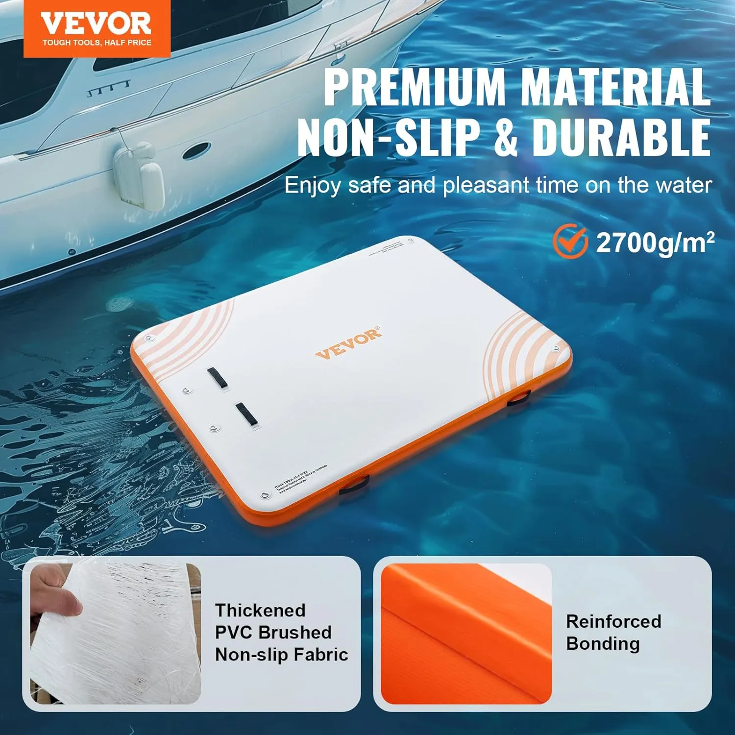 VEVOR Inflatable Floating Dock, Inflatable Dock Platform, Non-Slip Air Dock Platform with Portable Carrying Bag & Detachable Ladder, Floating Platform Island Raft for Pool Beach Ocean