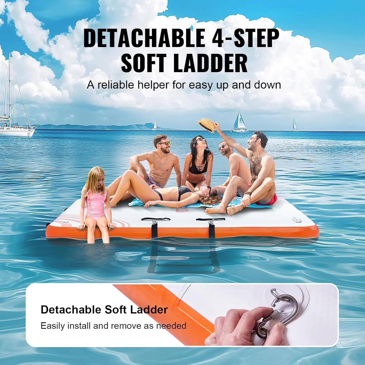 VEVOR Inflatable Floating Dock, Inflatable Dock Platform, Non-Slip Air Dock Platform with Portable Carrying Bag & Detachable Ladder, Floating Platform Island Raft for Pool Beach Ocean