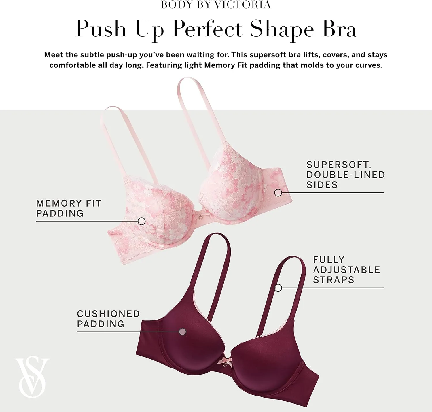 Victoria's Secret Women's Body by Victoria Full Coverage Push Up Bra, Bras for Women (32A-38DDD)