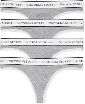 Victoria's Secret Women's Cotton Logo Thong Underwear, Panties for Women, Multi Pack (XS-XXL)
