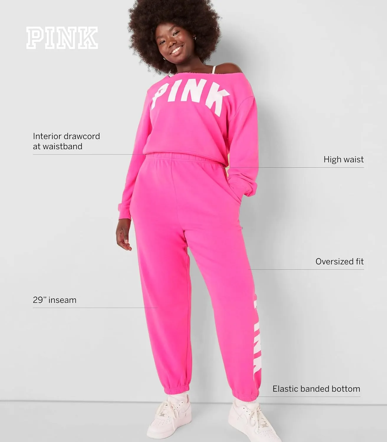 Victoria's Secret Women's PINK Logo Campus Sweatpants, Womens Sweatpants, (XS-XXL)