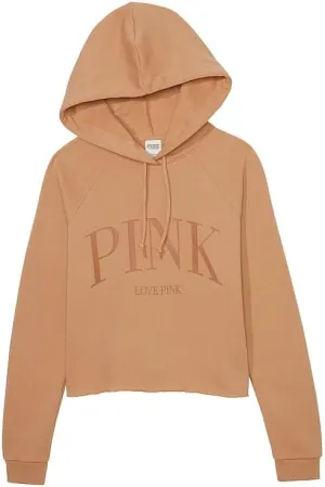Victoria's Secret Women's PINK Logo Cropped Campus Hoodie Sweatshirt (XS-XXL)