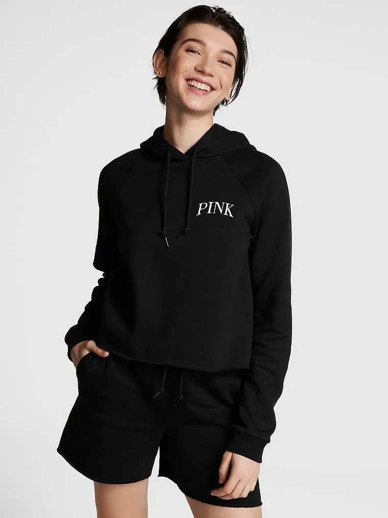 Victoria's Secret Women's PINK Logo Cropped Campus Hoodie Sweatshirt (XS-XXL)