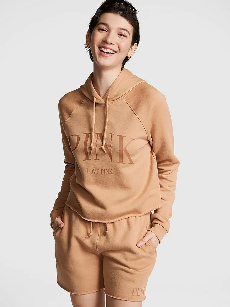 Victoria's Secret Women's PINK Logo Cropped Campus Hoodie Sweatshirt (XS-XXL)