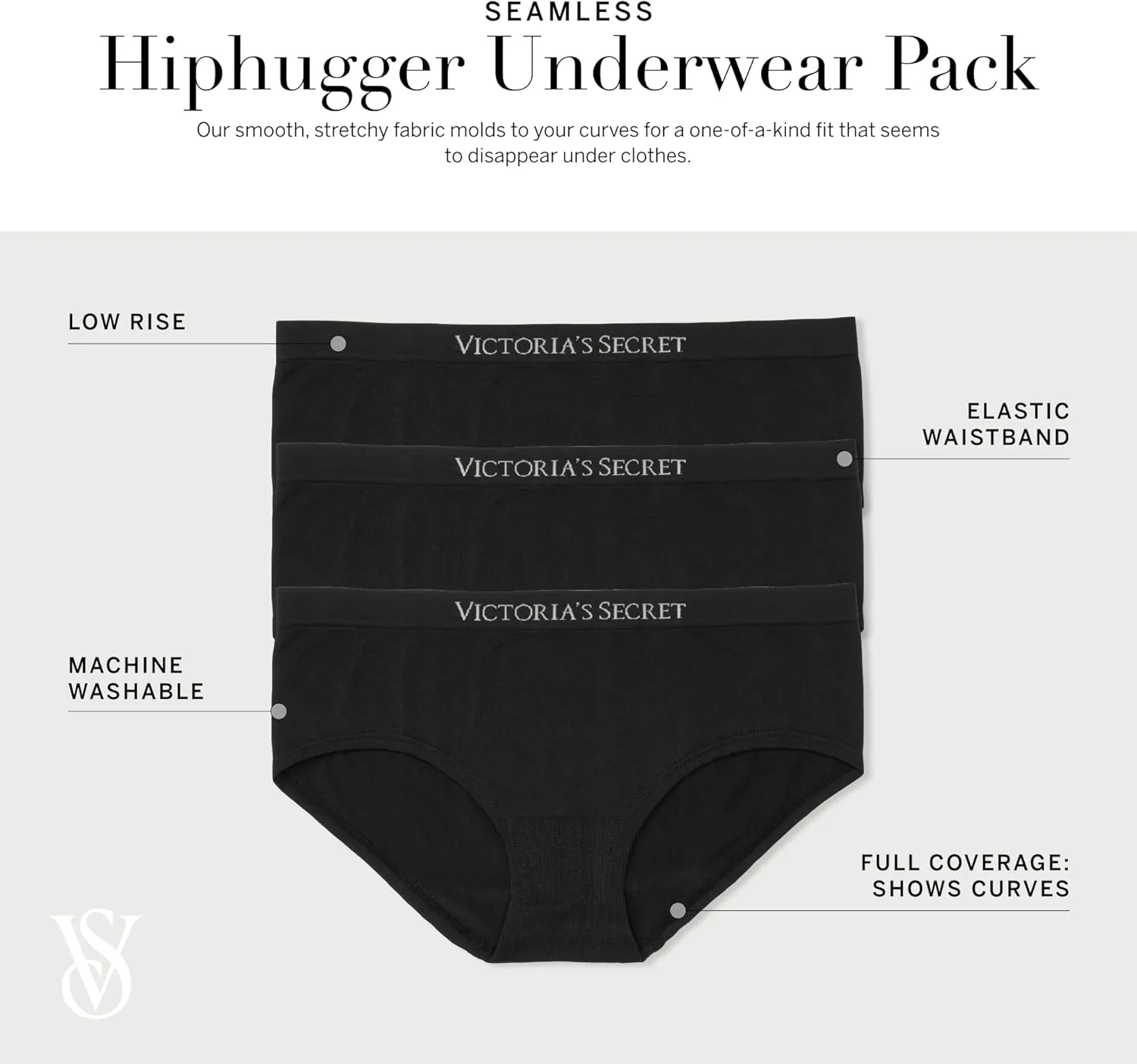 Victoria's Secret Women's Seamless Hipster Underwear, Moderate Coverage Panties for Women, Multi Pack (XS-XXL)