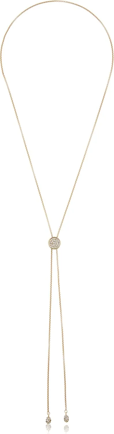 Vince Camuto Gold Tone Pave Slider Necklace with Crystal Glass Stone For Women
