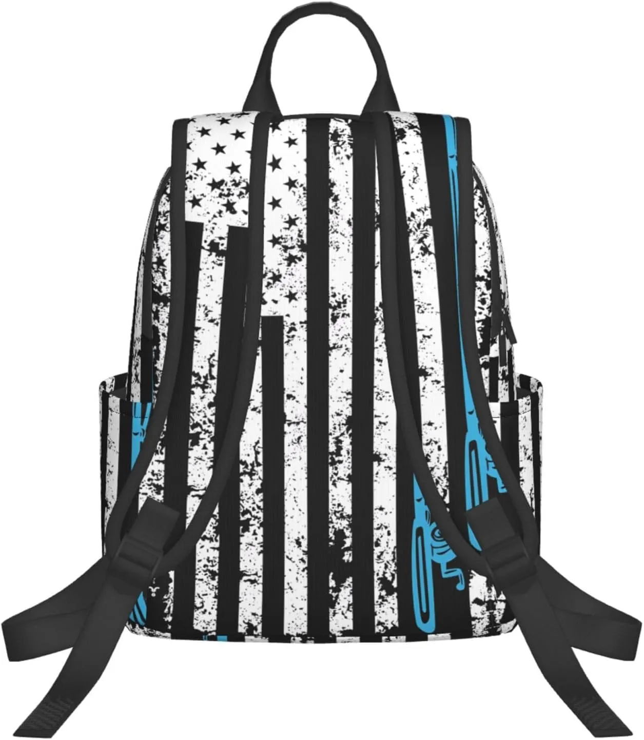 Vintage American Fishing Flag Casual Backpacks Laptop Backpack Outdoor Travel Rucksack Sport Carry-On Daypack Lightweight Bag with Multi-Pockets