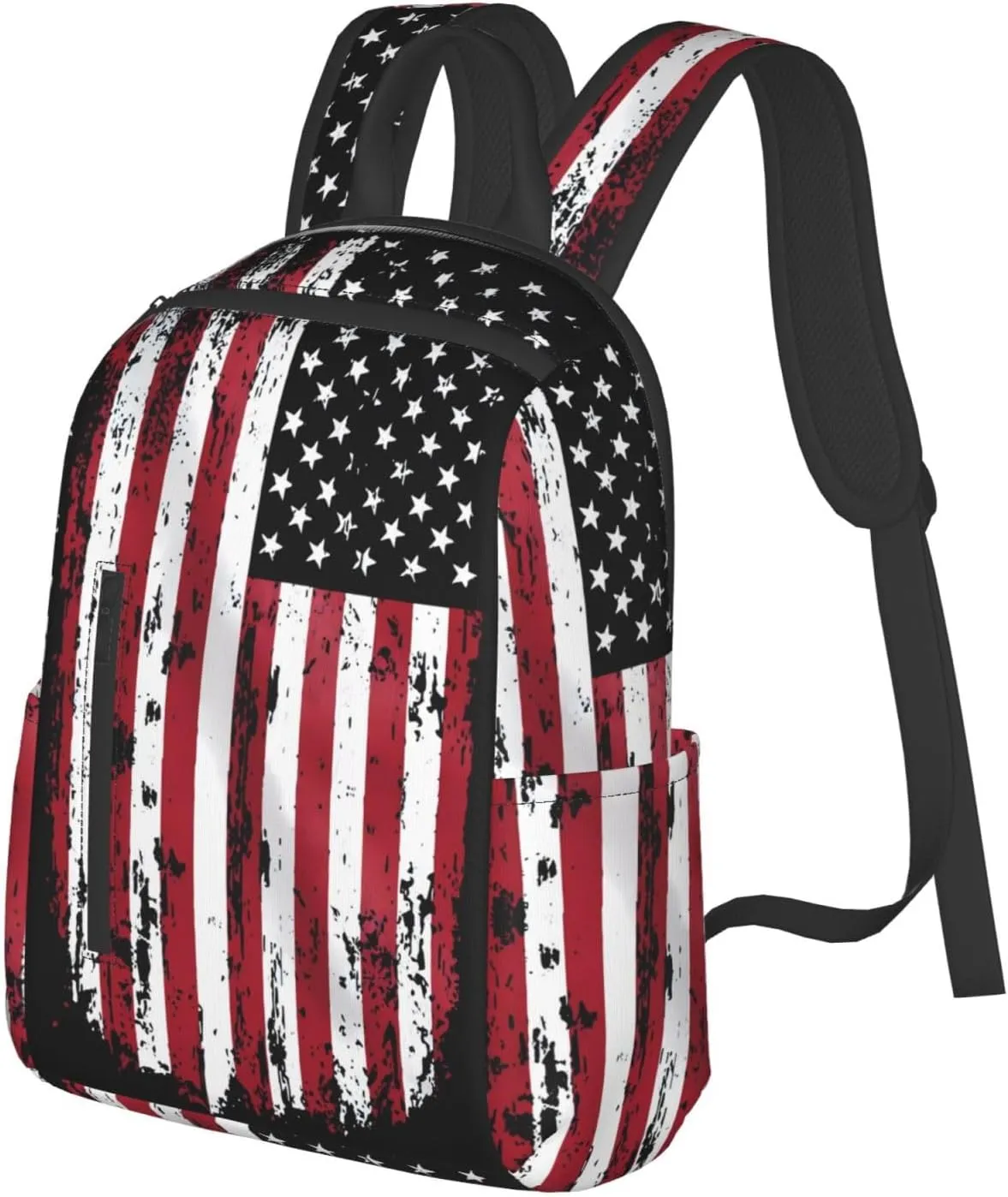 Vintage American Flag Casual Backpacks Laptop Backpack Outdoor Travel Rucksack Sport Carry-On Daypack Lightweight Bag with Multi-Pockets
