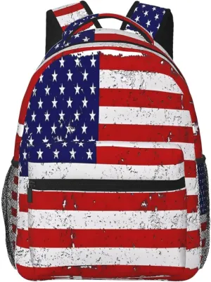 Vintage American Flag Casual Backpacks Sport Backpack Travel Rucksack Canvas Daypack Workout Bags with Pockets for Gym Working Hiking