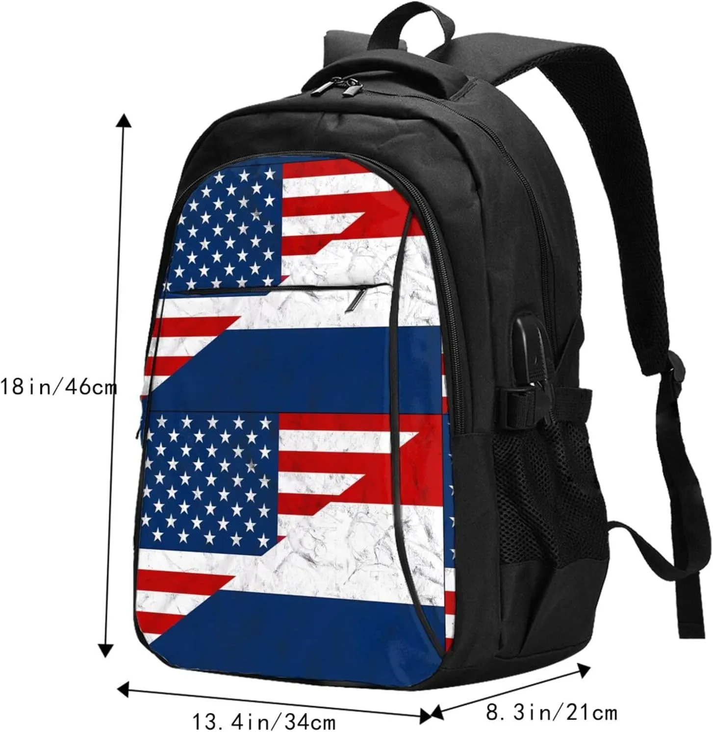 Vintage American Netherlands Flag Travel Backpacks Casual Backpack Large Capacity Laptop Rucksack Luggage Daypacks with USB Charging Port Multi-Pockets Bags for Hiking
