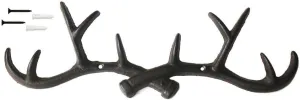 Vintage Cast Iron Deer Antlers Wall Coat Hooks- Farmhouse Chic Metal Hanger Coat Rack Key Holder Jewellery Display Rack Bathroom Towels Rack Hooks(with Screws)