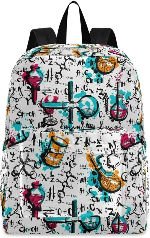 Vintage Chemistry Laboratory Tubes And Formulas Casual Polyester Laptop Backpack Large Daypack for Business Sport Travel School Bookbags