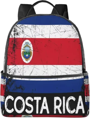 Vintage Costa Rican Flag Casual Backpacks Laptop Backpack Carry-on Daypack Sports Travel Rucksack Lightweight Working Bag for Outdoor Hiking Cycling Walking