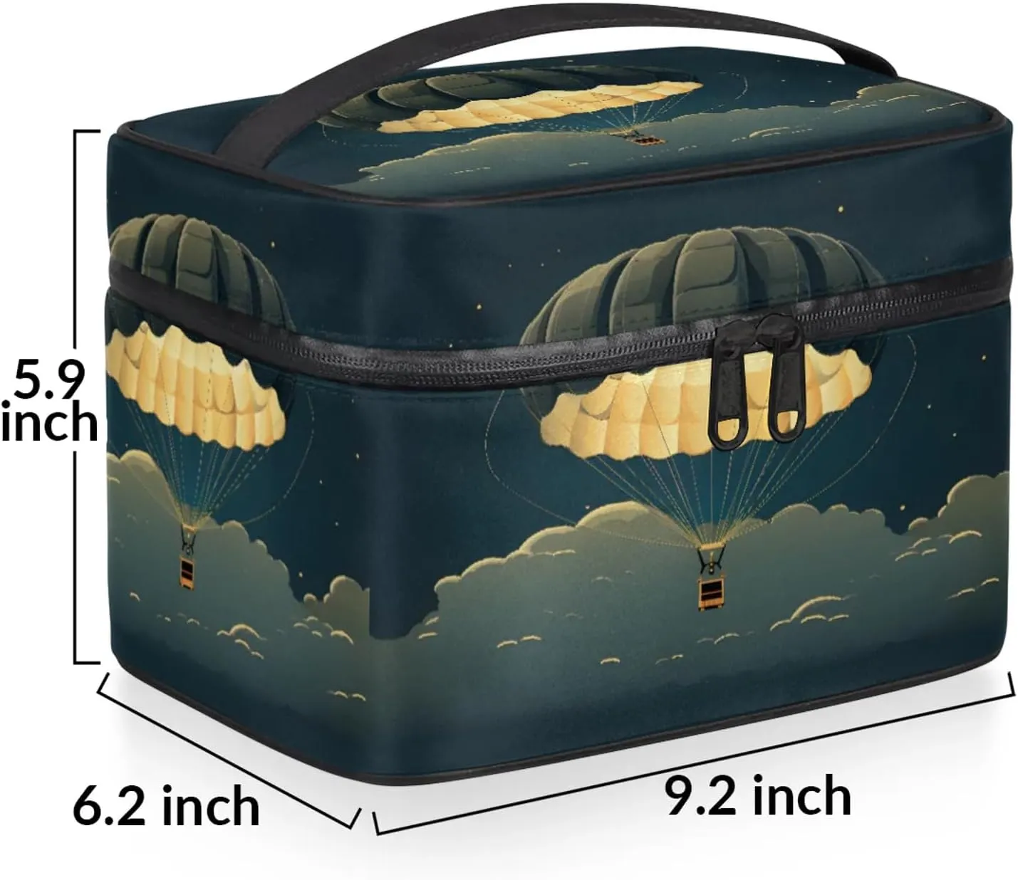 Vintage Hot Air Balloon Travel Toiletry Bag Large Capacity Makeup Case Organizer with Handle Cosmetic Case for Women Girls