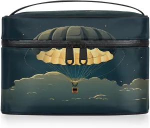 Vintage Hot Air Balloon Travel Toiletry Bag Large Capacity Makeup Case Organizer with Handle Cosmetic Case for Women Girls