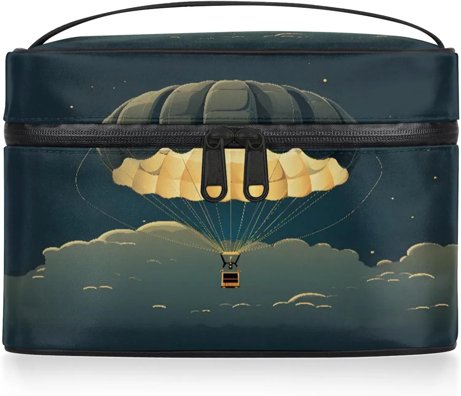Vintage Hot Air Balloon Travel Toiletry Bag Large Capacity Makeup Case Organizer with Handle Cosmetic Case for Women Girls