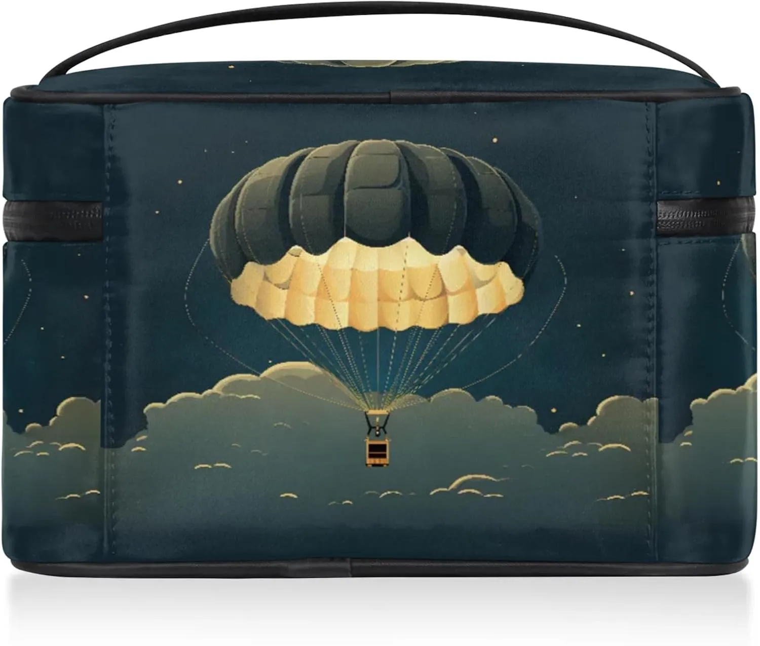 Vintage Hot Air Balloon Travel Toiletry Bag Large Capacity Makeup Case Organizer with Handle Cosmetic Case for Women Girls
