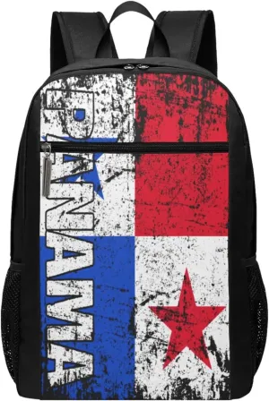 Vintage Panama Flag Casual Backpacks Sports Backpack Large Capacity Travel Rucksack Laptop Daypack with Multi-Pockets Adjustable Strap Work Bag for Hiking