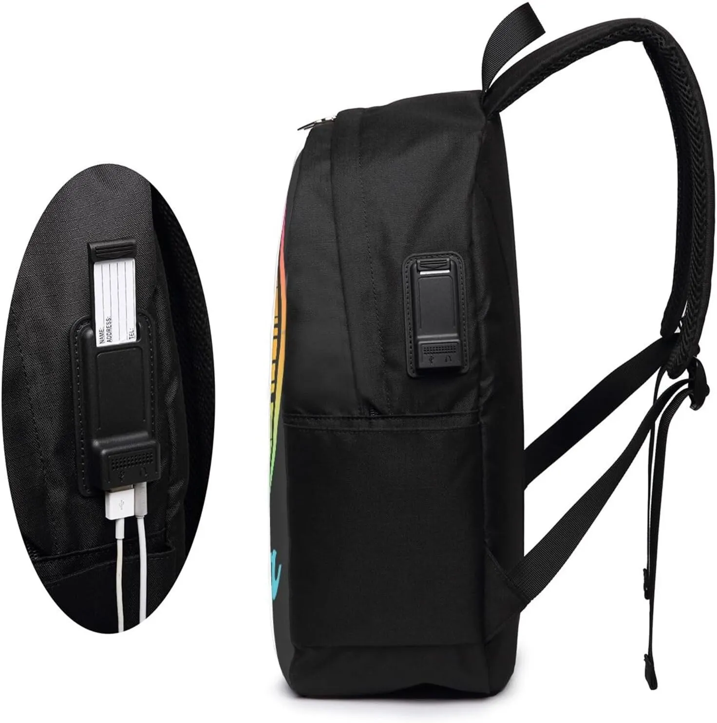 Vintage Saint Lucian Lucia Sunset Tropical Beach 80s Laptop Backpacks Travel Backpack Casual Business Daypack Sport Rucksack Computer Bag Fits up to 17 Inch Notebook with USB Port
