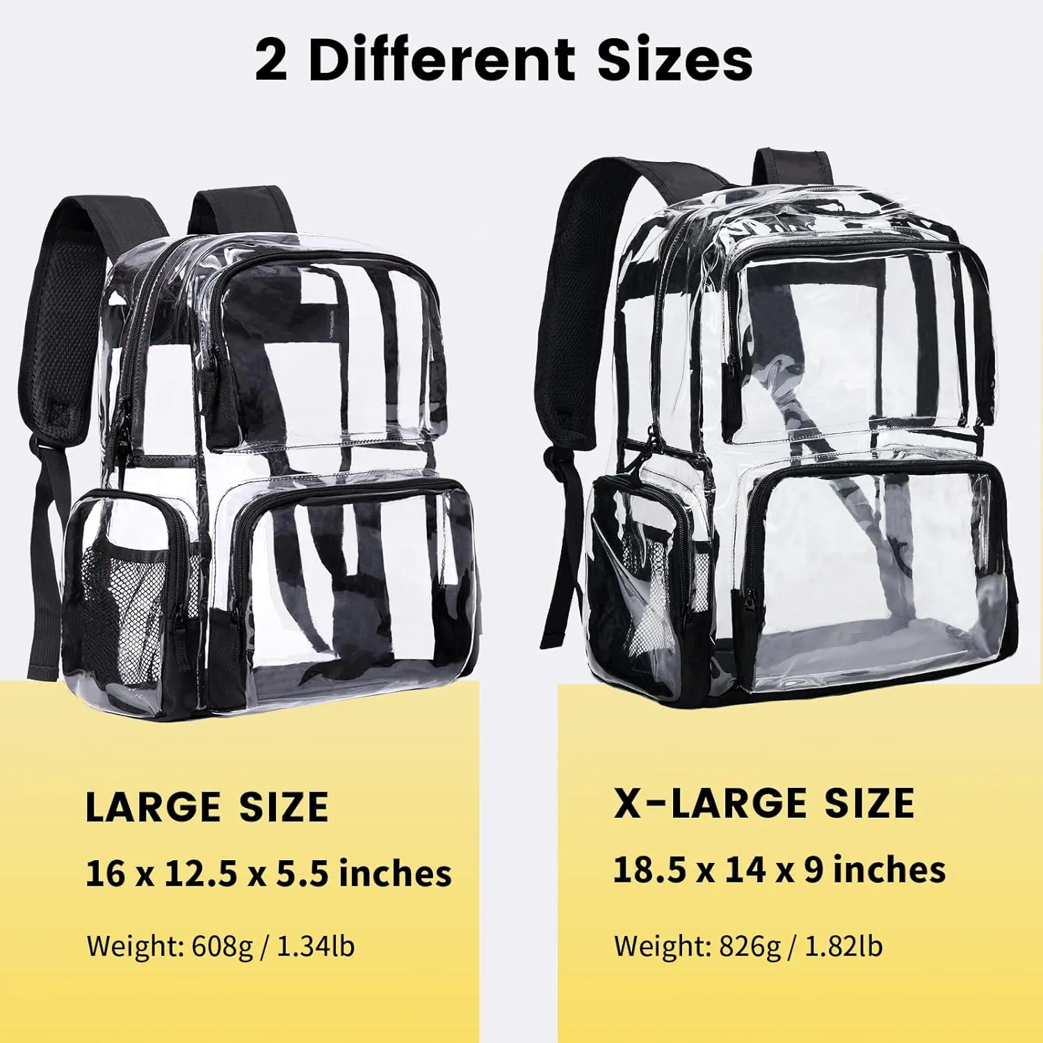 Vorspack Clear Backpack - Heavy Duty Extra Large Transparent Backpack with Reinforced Bottom for College & Workplace Security - Black