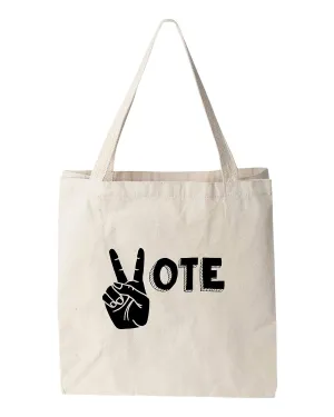 Vote, Natural Canvas Bag, Screenprinted Tote, Cotton Flour Sack, Funny Tote Bag