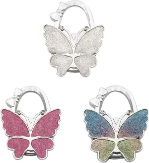 Vpang 3 Pcs Purse Hook Purse Hanger Butterfly Foldable Handbag Hanger Bag Hook