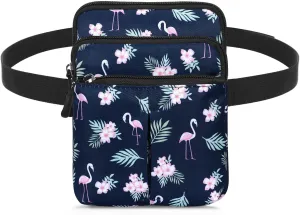 Waist Belt Bag for Women and Men Cross Body Cell Phone Purse Adjustable Shoulder Strap Travel Hip Pouch Multifunctional Fashion Fanny Packs Water Repellent, Flamingo