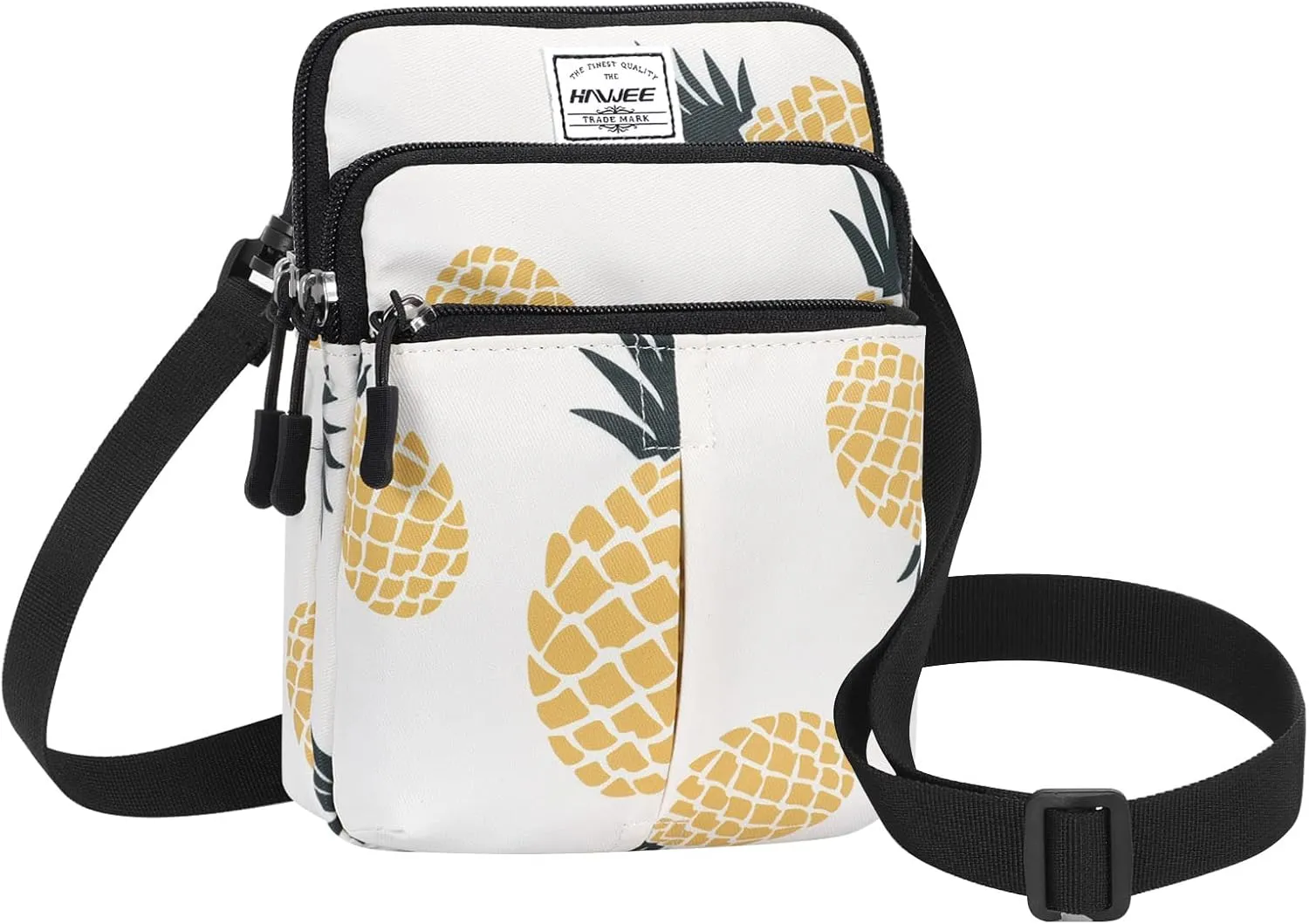 Waist Belt Bag for Women and Men Cross Body Cell Phone Purse Adjustable Shoulder Strap Travel Hip Pouch Multifunctional Fashion Fanny Packs Water Repellent, Pineapple