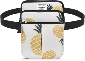 Waist Belt Bag for Women and Men Cross Body Cell Phone Purse Adjustable Shoulder Strap Travel Hip Pouch Multifunctional Fashion Fanny Packs Water Repellent, Pineapple