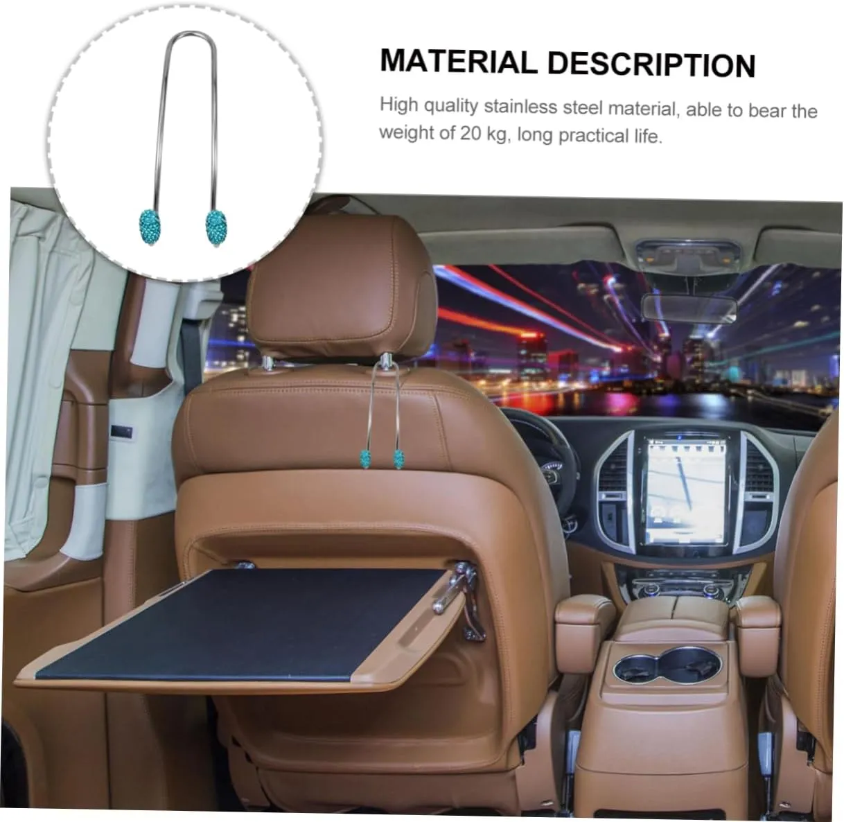 Wakauto 2 Pairs Modification Accessories Auto Headrest Hooks Diamond Purse Back Organizer Car Hook Automatic Purse Stainless Steel Handbag Armchair