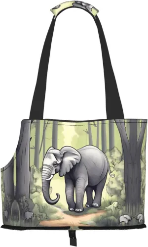 Walking Elephant Printed Pet Shoulder Bag, Specially Designed for Small Dogs and Cats, Multifunctional Shoulder and Handbag