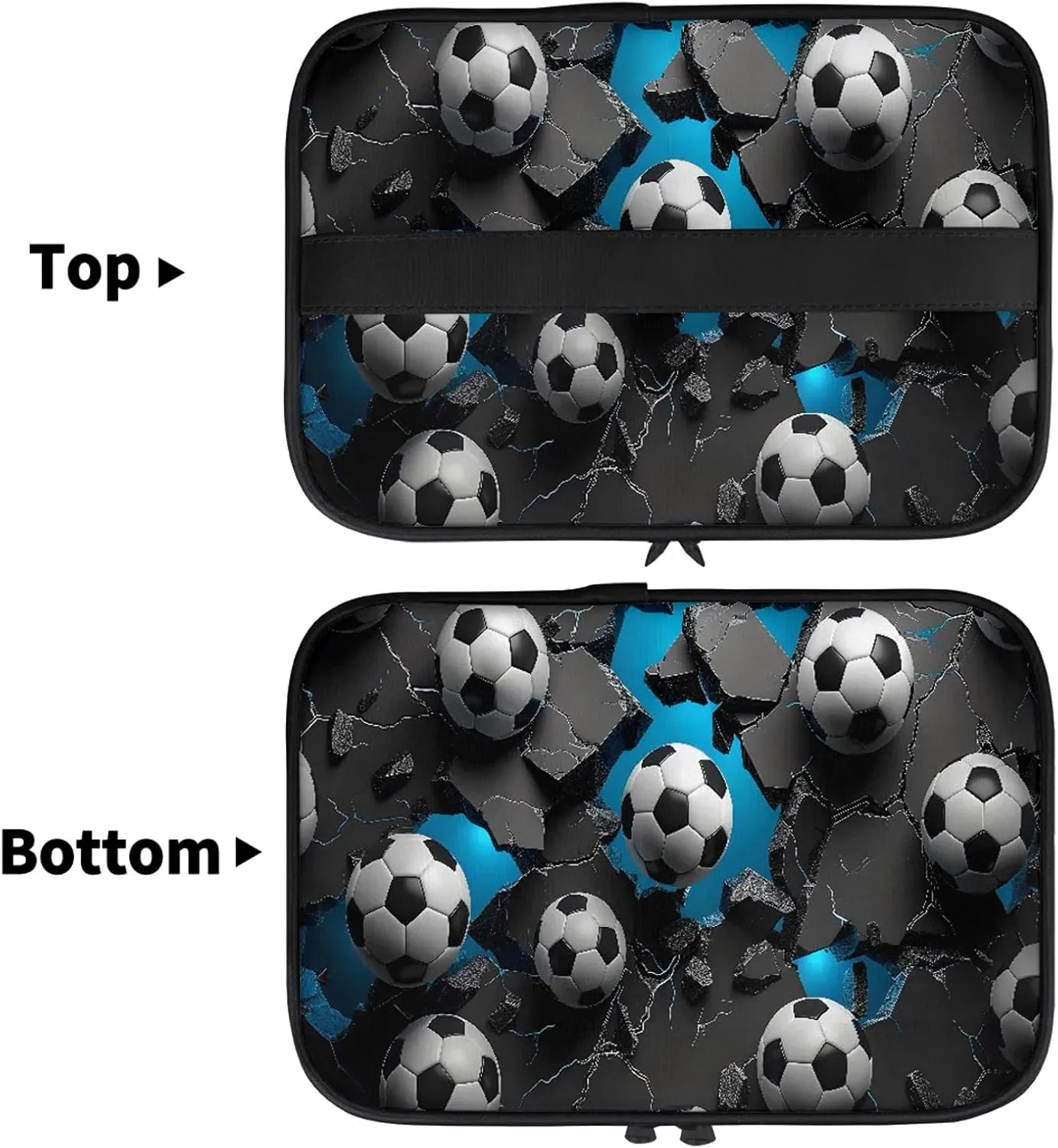 Wall Football Soccer Theme Travel Toiletry Bag Large Capacity Makeup Case Organizer with Handle Cosmetic Case for Women Girls