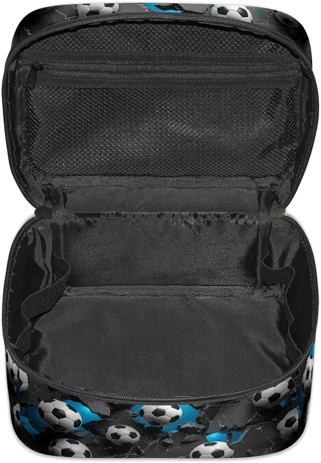 Wall Football Soccer Theme Travel Toiletry Bag Large Capacity Makeup Case Organizer with Handle Cosmetic Case for Women Girls