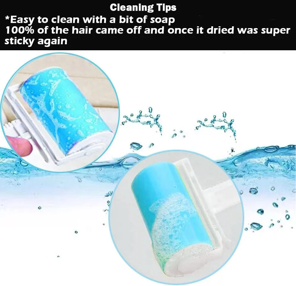 Washable Gel Lint Roller 4 Pack, Reusable Sticky Lint Roller Portable Dog Cat Pet Hair Remover Brush for Clothes, Pet Hairs, Travel Household, Carseats