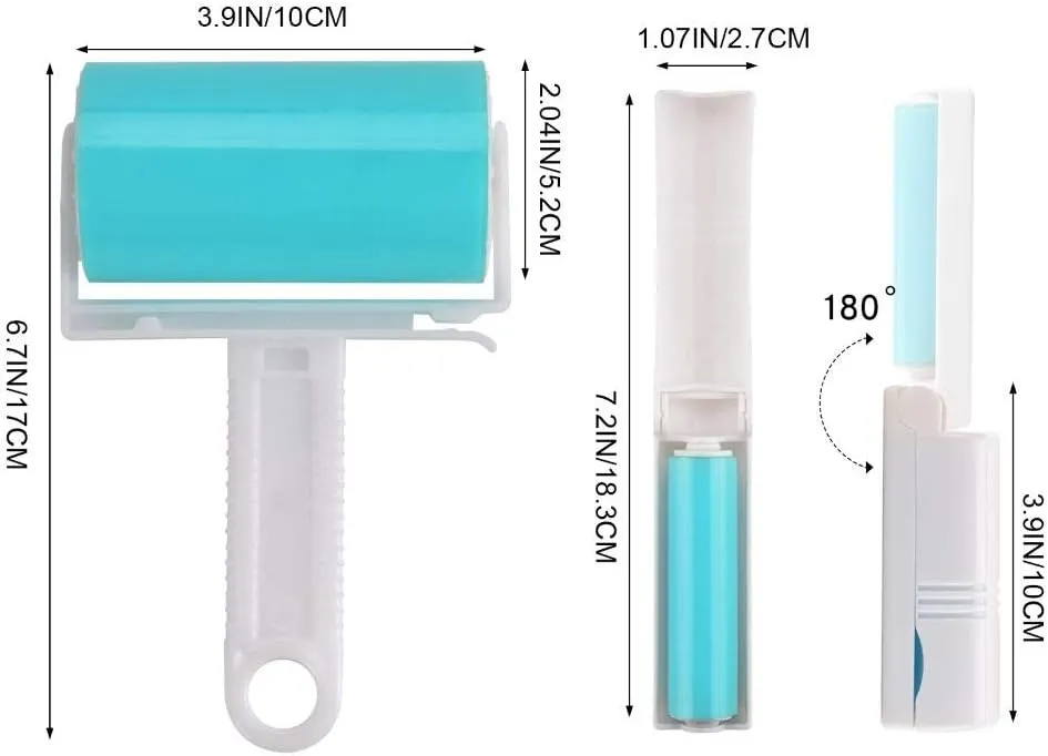 Washable Gel Lint Roller 4 Pack, Reusable Sticky Lint Roller Portable Dog Cat Pet Hair Remover Brush for Clothes, Pet Hairs, Travel Household, Carseats