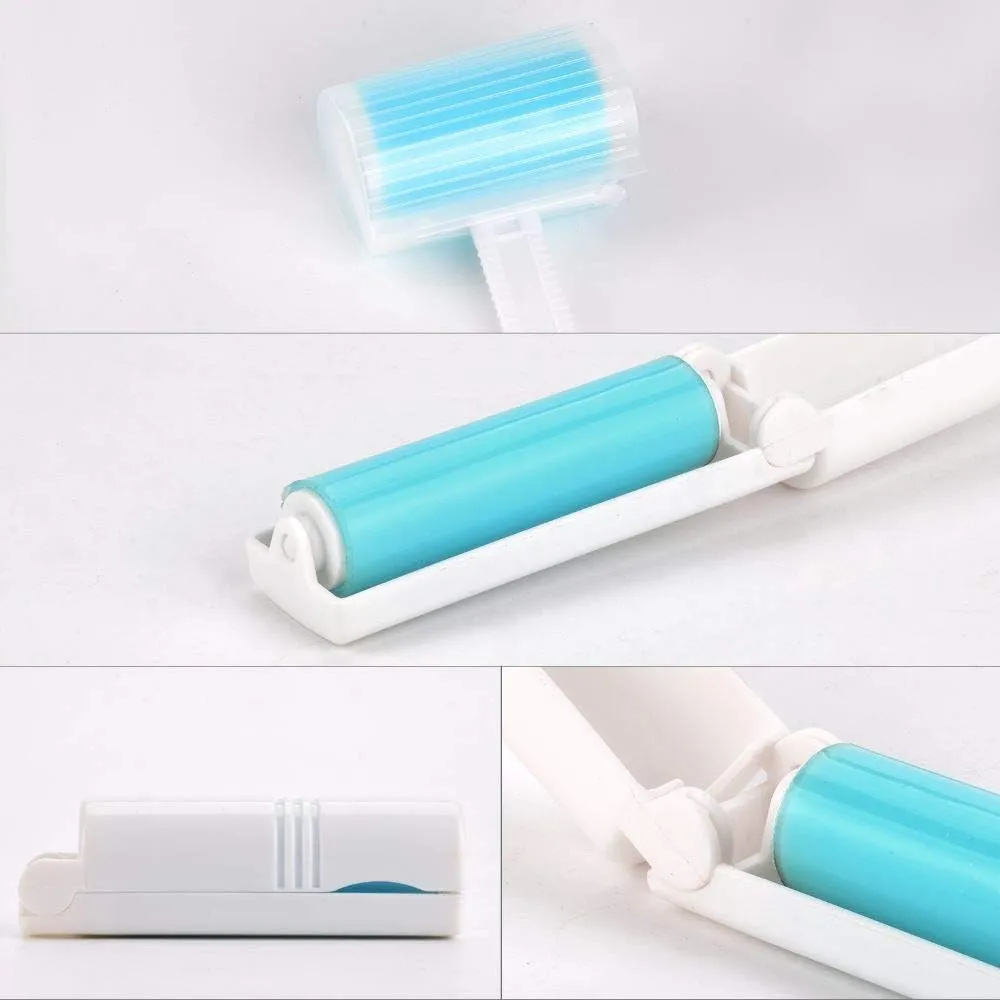 Washable Gel Lint Roller 4 Pack, Reusable Sticky Lint Roller Portable Dog Cat Pet Hair Remover Brush for Clothes, Pet Hairs, Travel Household, Carseats