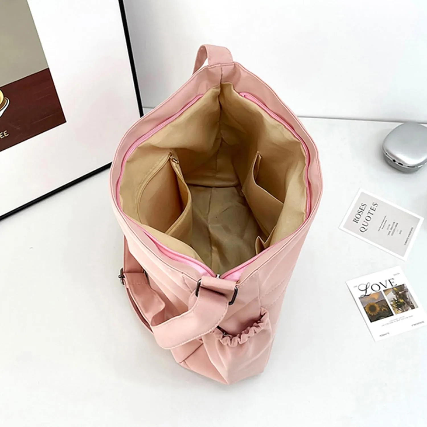 Waterproof Canvas Messenger Bag Women Multiple pockets Crossbody Shoulder Bag Spacious Student Tote with Water bottle Pocket