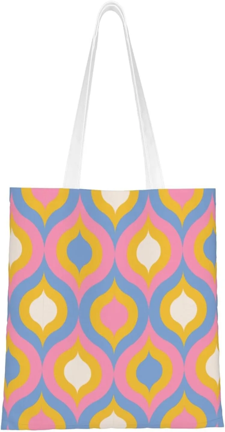 Wavy Seamless Diagram Tote Bag for Women Canvas Shopping Bags Reusable Large Capacity Casual Shoulder Handbags Grocery Bags DIY Gift Bags