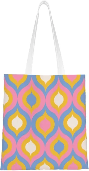 Wavy Seamless Diagram Tote Bag for Women Canvas Shopping Bags Reusable Large Capacity Casual Shoulder Handbags Grocery Bags DIY Gift Bags