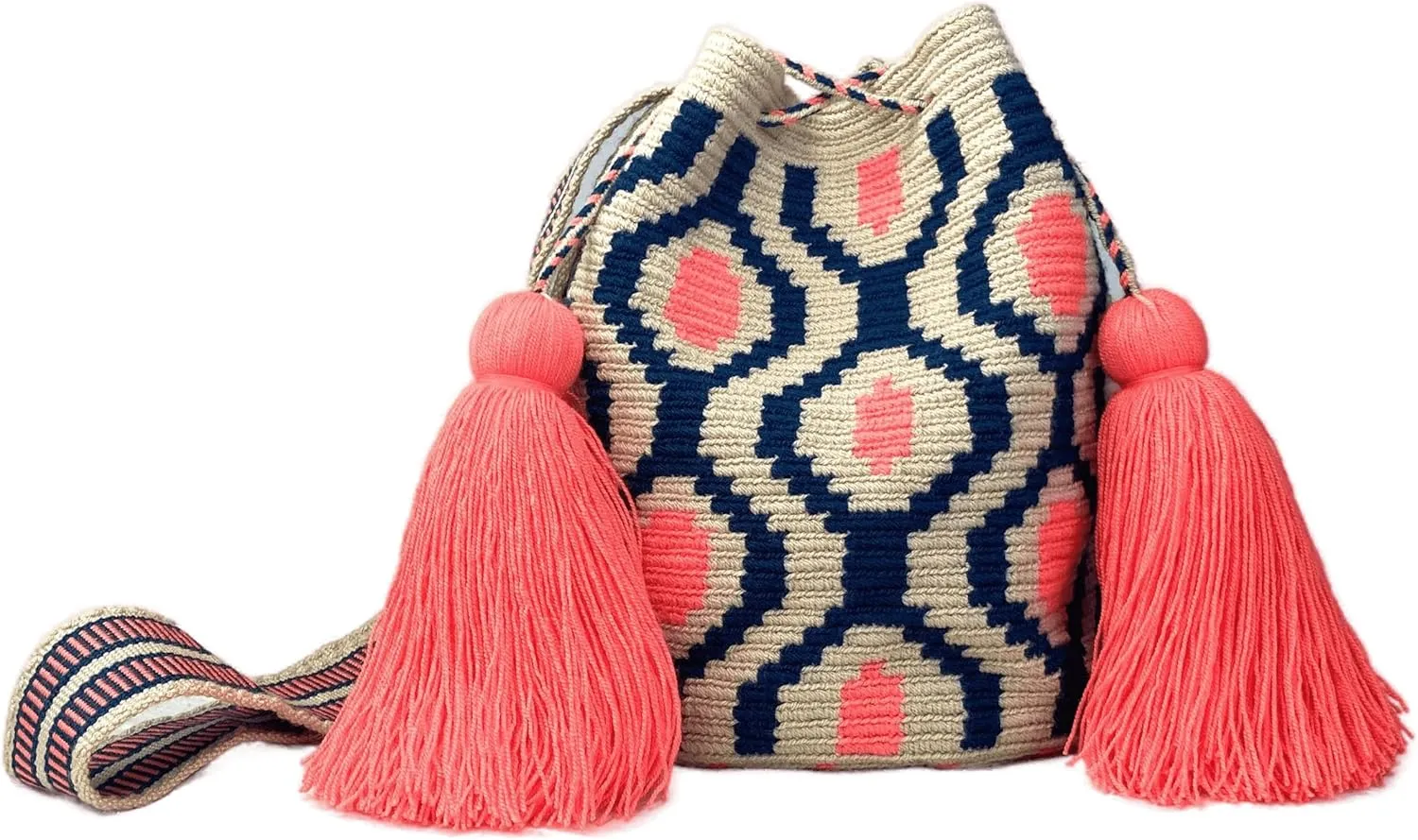 WAYUU bag mochila colombiana, authentic crochet pattern Handmade boho crossbody, Fairtrade Gifts Original from Colombia.