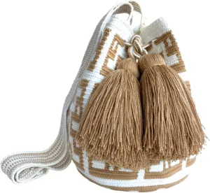 WAYUU bag mochila for women, NEUTRAL COLOR original bolsa tejida colombiana authentic crochet pattern Gift from Colombia
