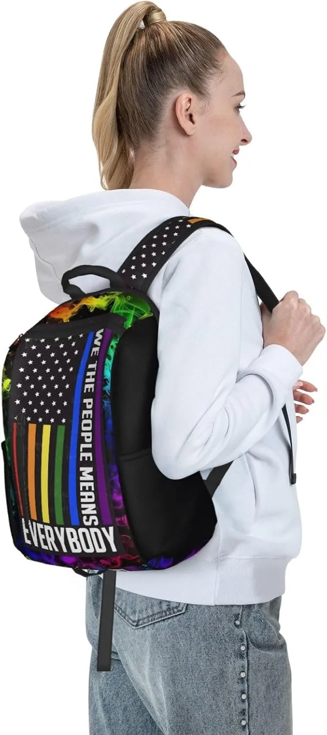 We The People Means Everybody Pride LGBT Travel Laptop Backpack Casual Backpacks Double Shoulder Daypack Notebook Rucksack Work Bags Sports Bag for Hiking Camping Beach