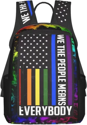 We The People Means Everybody Pride LGBT Travel Laptop Backpack Casual Backpacks Double Shoulder Daypack Notebook Rucksack Work Bags Sports Bag for Hiking Camping Beach