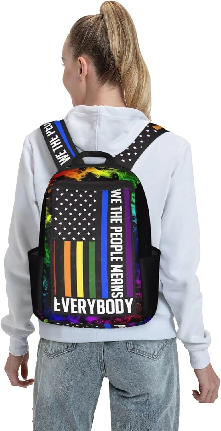 We The People Means Everybody Pride LGBT Travel Laptop Backpack Casual Backpacks Double Shoulder Daypack Notebook Rucksack Work Bags Sports Bag for Hiking Camping Beach