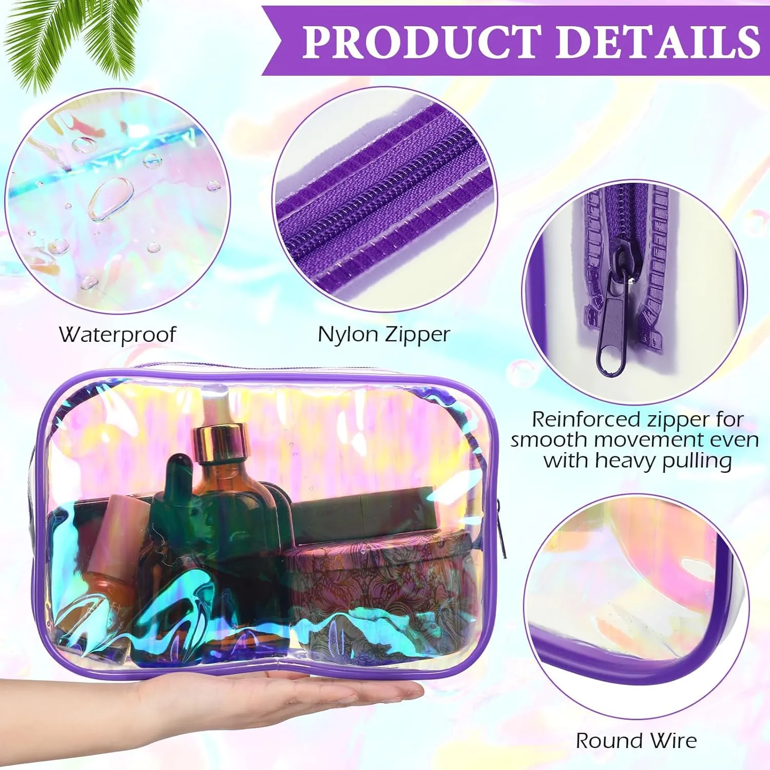 Weewooday 12 Pieces Clear Makeup Bags Cosmetic Storage Bags PVC Zipper Pouches Travel Waterproof Makeup Plastic Case for Women Organizing Toiletries Traveling Bathroom