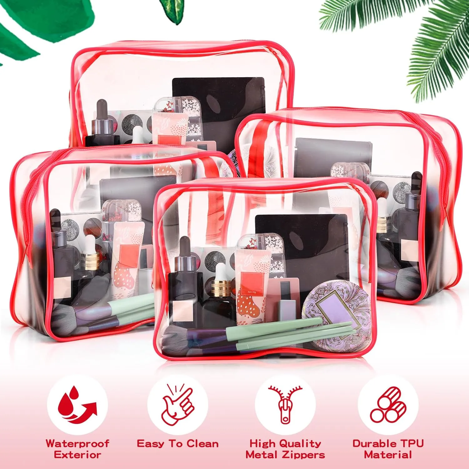 Weewooday 12 Pieces Clear Makeup Bags Cosmetic Storage Bags PVC Zipper Pouches Travel Waterproof Makeup Plastic Case for Women Organizing Toiletries Traveling Bathroom
