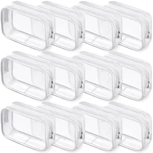 Weewooday 12 Pieces Clear Makeup Bags Cosmetic Storage Bags PVC Zipper Pouches Travel Waterproof Makeup Plastic Case for Women Organizing Toiletries Traveling Bathroom(Large,White)