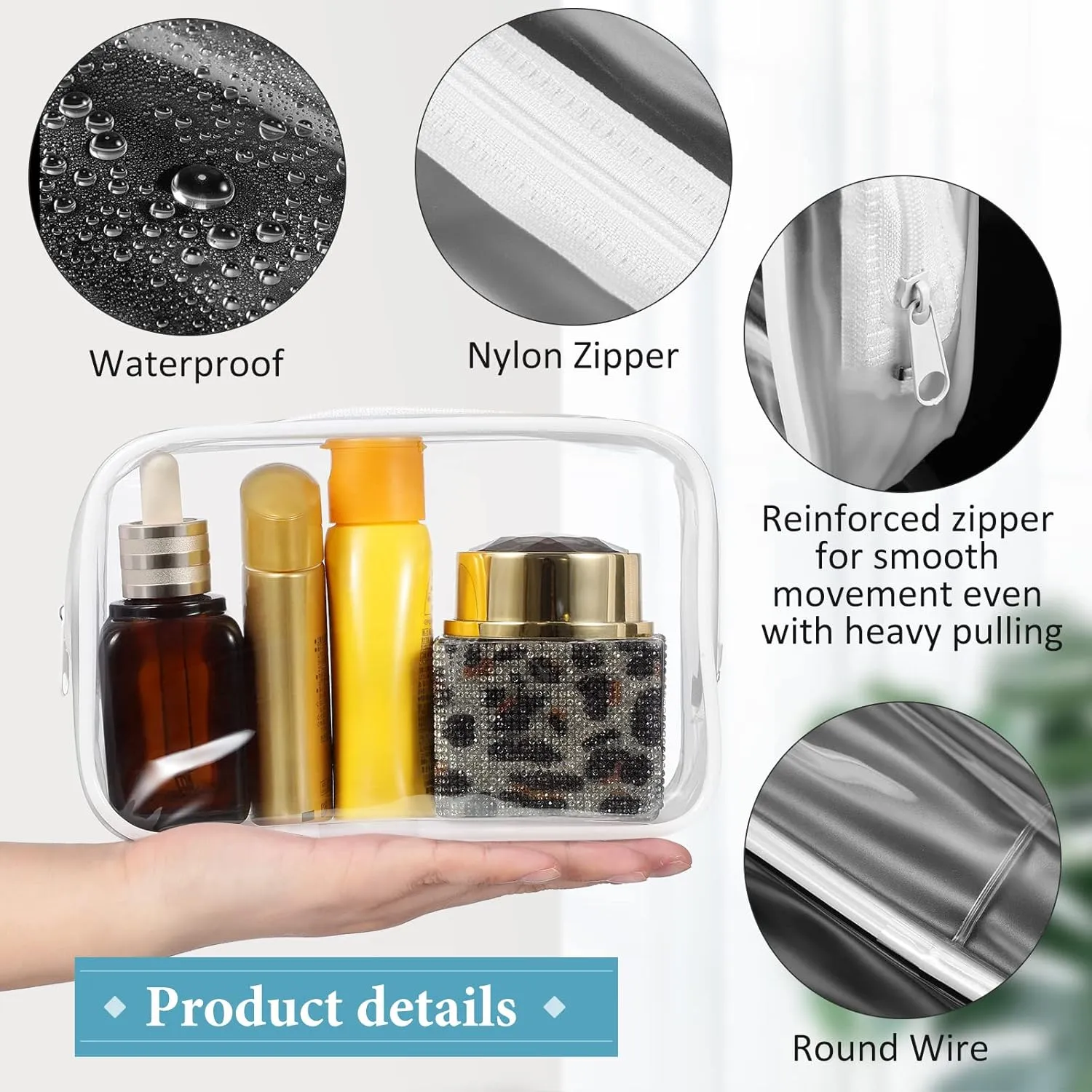 Weewooday 12 Pieces Clear Makeup Bags Cosmetic Storage Bags PVC Zipper Pouches Travel Waterproof Makeup Plastic Case for Women Organizing Toiletries Traveling Bathroom(Large,White)