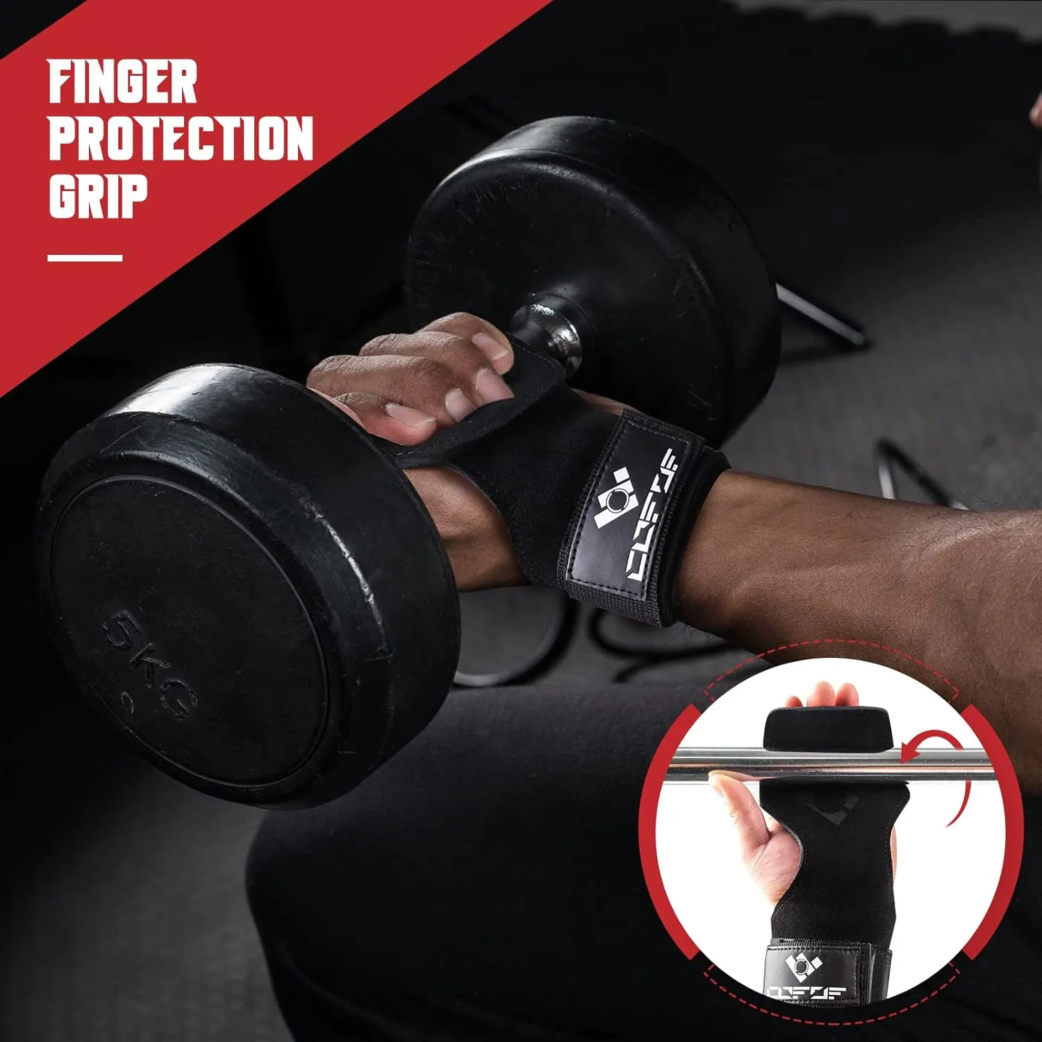 Weight Lifting Wrist Strap, Double Layer Leather Wrist Strap for Deadlift and Powerlifting, Adjustable Neoprene Padded Gym Workout Lifting Hooks (Pair)